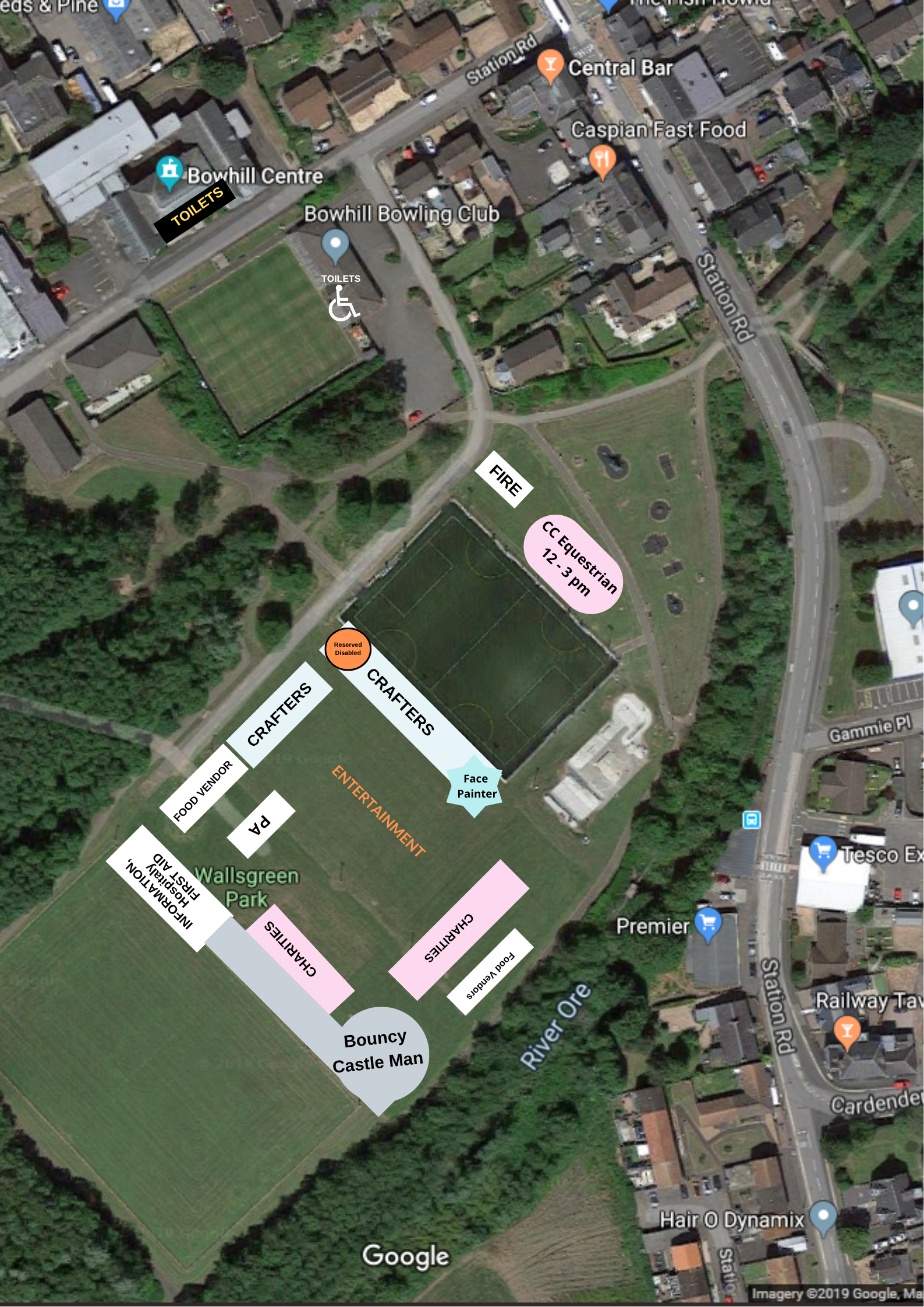 Graphic image showing layout areas event.
